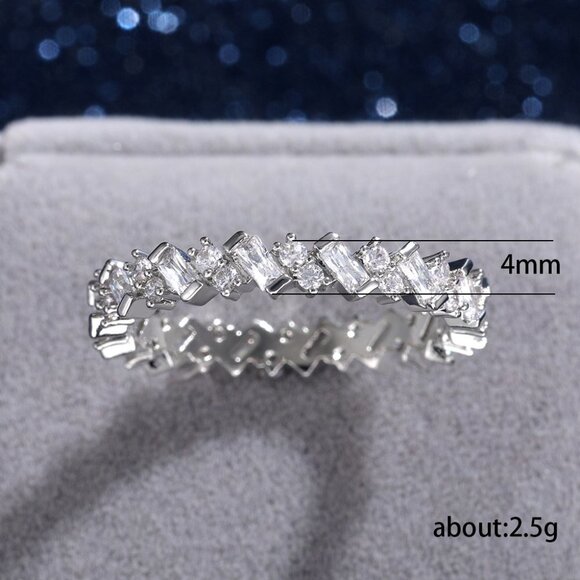 ❤Fashion Dainty Shiny Gems Zircon Silver Eternity Ring for Women,MARR9108 - Picture 7 of 7